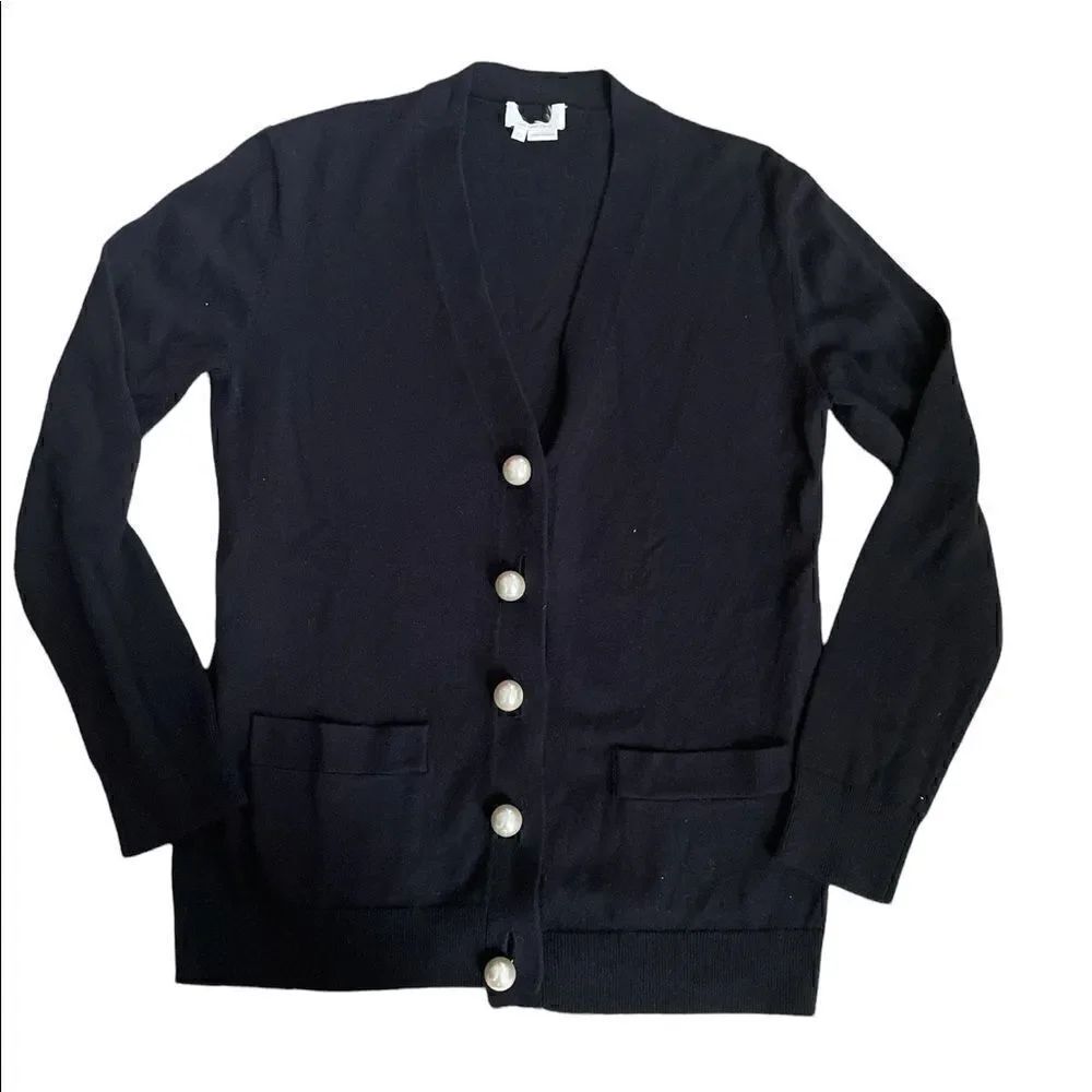 Kate Spade Pearl Button Cardigan Black Size XS - Picture 2 of 7